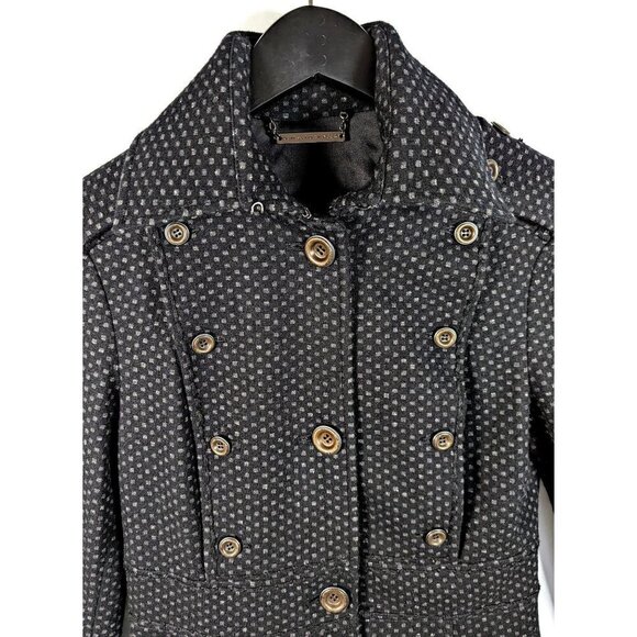Diane von Furstenberg Black Multi Princess Buttercup Coat Wool Military Size 6 - Picture 2 of 7